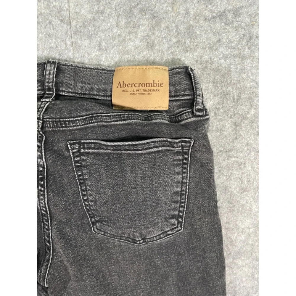 Abercrombie Kids Straight Leg Jeans Distressed Faded Black Size 13/14 Long